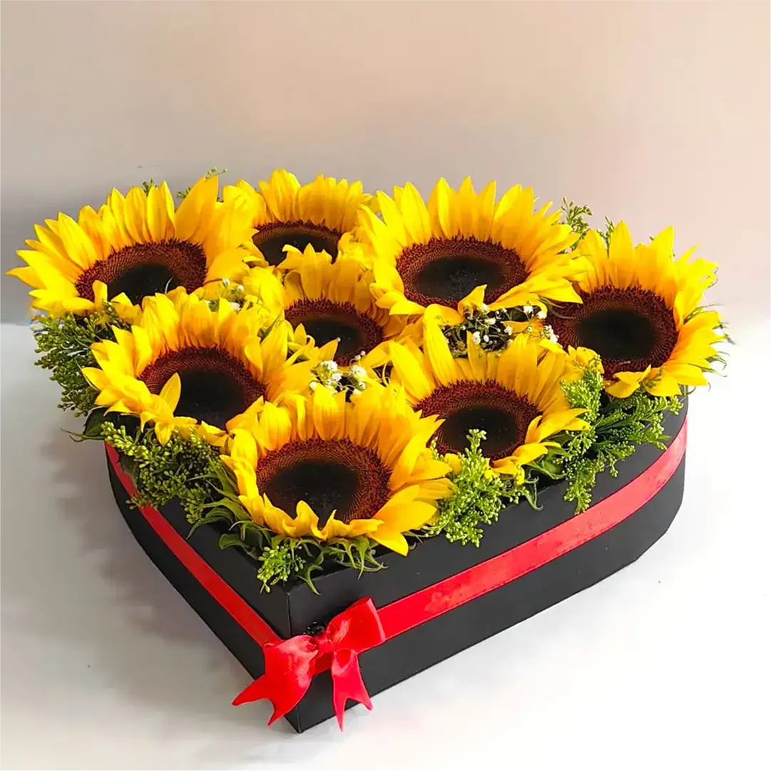 Box corazón de girasoles a domicilio en Cali