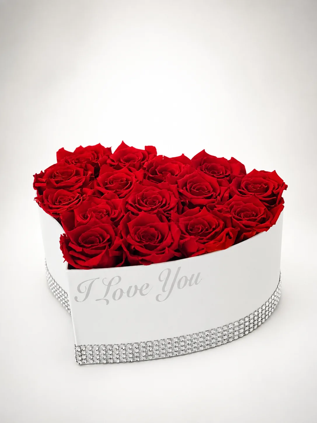 Box corazón te amo rosas rojas y paniculata Cali